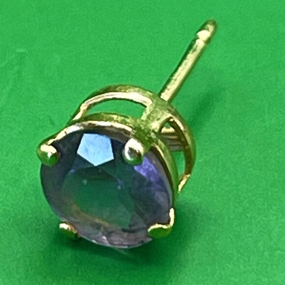 Estate 14K Gold Amethyst Stud Earrings Mexico Hallmarked Lavender Purple Jewelry - Picture 10 of 11